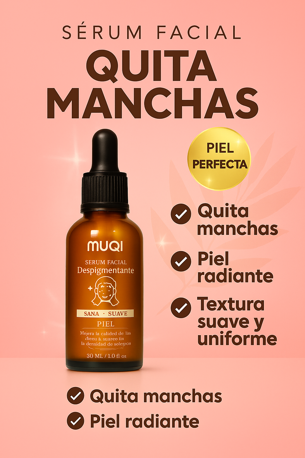 Sérum Natural Despigmentante MUQI - Piel Uniforme y Sin Complejos en 15 Días 😍