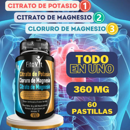 Energía Total: Triple Acción con Magnesio, Potasio y Cloruro | Recarga Tu Cuerpo y Mente | 60 Pastillas